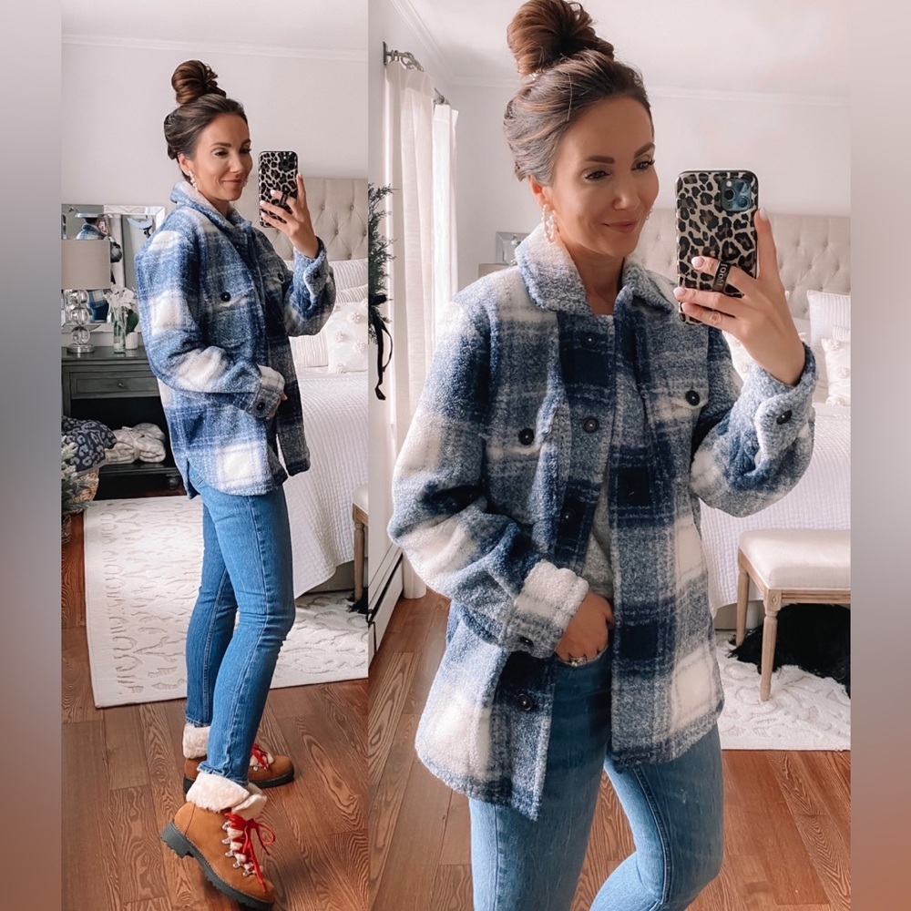Abercrombie & Fitch Blue Plaid Shacket Sz M